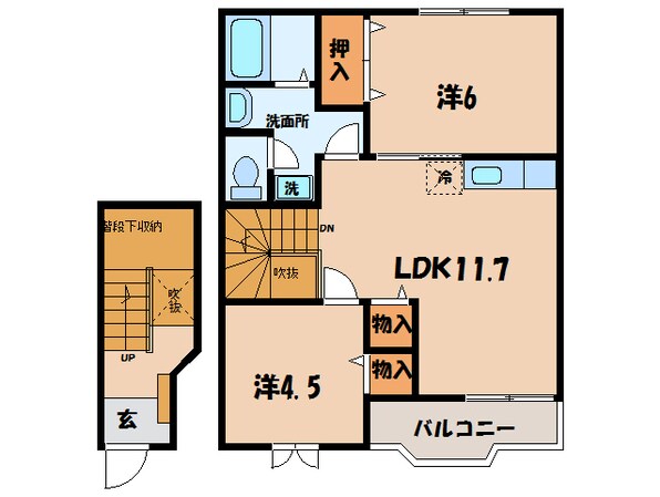 寺津大明神 徒歩4分 2階の物件間取画像